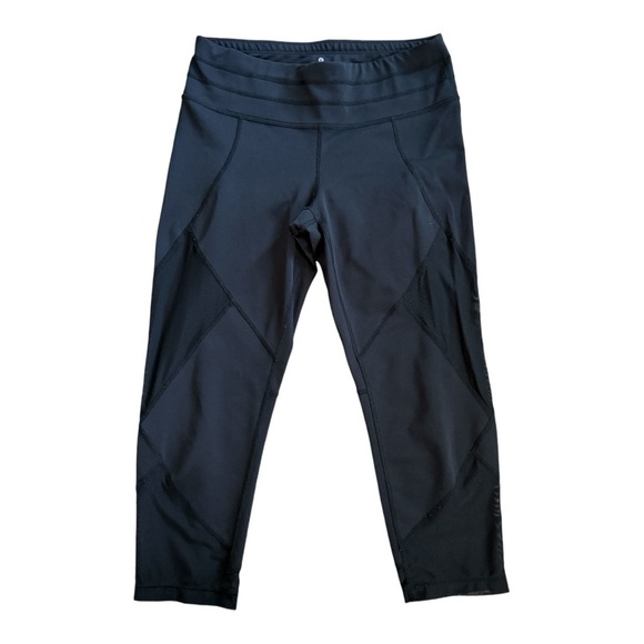 Athleta Mesh Sonar Cropped Active Workout Black Leggings Size Small athletic - Picture 2 of 12